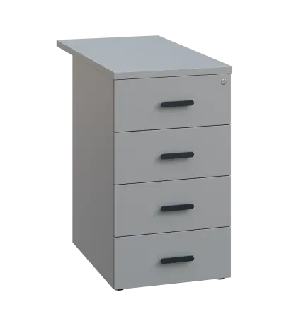 LKC 2 - 81 kontejner přístavný, 4-zásuvkový, deska 25 mm, centrální zámek, šedá